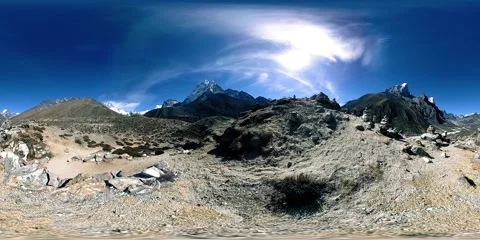 4K VR of Dingboche and Pheriche village in Nepal, basic point of everest base Video stock 146758353