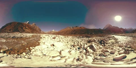 4K VR of Dingboche and Pheriche village in Nepal, basic point of everest base Stock Footage 146758768