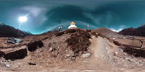 4K VR of Dingboche and Pheriche village in Nepal, basic point of everest base 動画素材 147244079