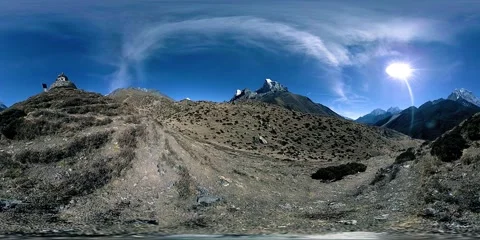 4K VR of Dingboche and Pheriche village in Nepal, basic point of everest base Stock Footage 147244919