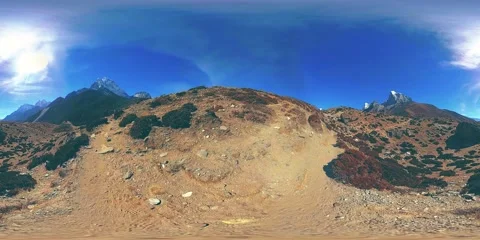 4K VR of Dingboche and Pheriche village in Nepal, basic point of everest base Stock Footage 156806996