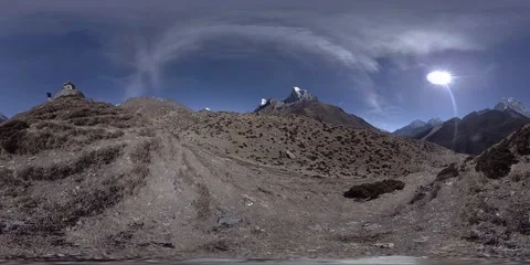 4K VR of Dingboche and Pheriche village in Nepal, basic point of everest base Stock Footage 156807563