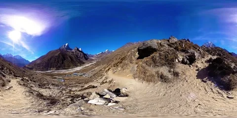 4K VR of Dingboche and Pheriche village in Nepal, basic point of everest base Stock Footage 156808123