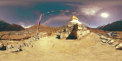 4K VR of Dingboche and Pheriche village in Nepal, basic point of everest base Stock Footage 156808372