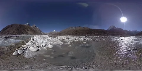 4K VR of Dingboche and Pheriche village in Nepal, basic point of everest base Stock Footage 156808739