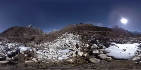 4K VR of Dingboche and Pheriche village in Nepal, basic point of everest base Stock Footage 156809153