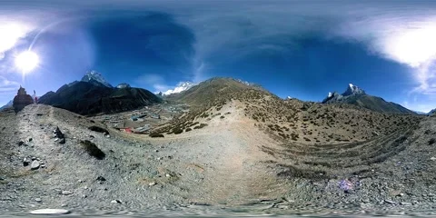 4K VR of Dingboche and Pheriche village in Nepal, basic point of everest base 動画素材 159773040