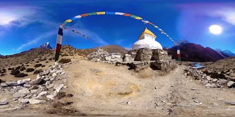 4K VR of Dingboche and Pheriche village in Nepal, basic point of everest base Stock Footage 161682593