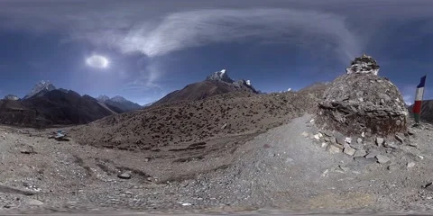 4K VR of Dingboche and Pheriche village in Nepal, basic point of everest base Stock Footage 161682751