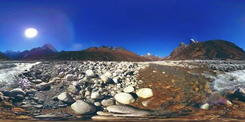 4K VR of Dingboche and Pheriche village in Nepal, basic point of everest base 動画素材 163740276