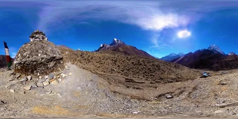 4K VR of Dingboche and Pheriche village in Nepal, basic point of everest base 動画素材 165578571