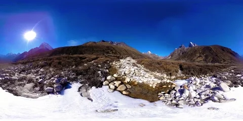 4K VR of Dingboche and Pheriche village in Nepal, basic point of everest base Stock Footage 165579185