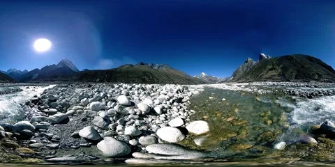 4K VR of Dingboche and Pheriche village in Nepal, basic point of everest base Stock Footage 165579973