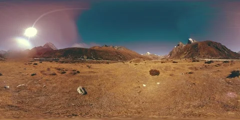 4K VR of Dingboche and Pheriche village in Nepal, basic point of everest base Stock Footage 165580065