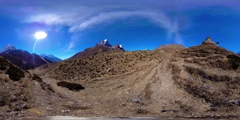 4K VR of Dingboche and Pheriche village in Nepal, basic point of everest base Stock Footage 169976674
