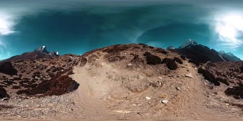 4K VR of Dingboche and Pheriche village in Nepal, basic point of everest base Stock Footage 171465913