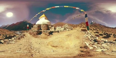 4K VR of Dingboche and Pheriche village in Nepal, basic point of everest base Video stock 188900983