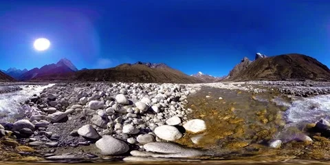 4K VR of Dingboche and Pheriche village in Nepal, basic point of everest base Video stock 189054675