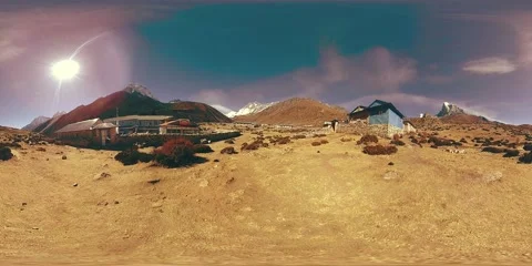4K VR of Dingboche and Pheriche village in Nepal, basic point of everest base Video stock 196021375