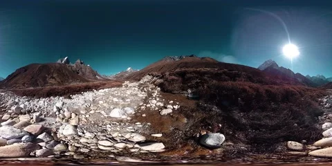 4K VR of Dingboche and Pheriche village in Nepal, basic point of everest base 動画素材 199087400