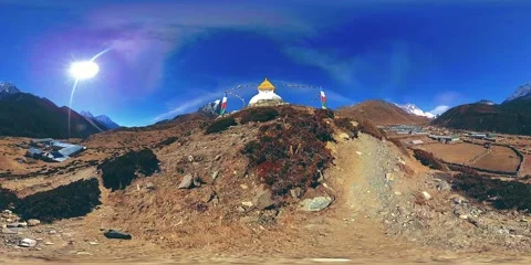 4K VR of Dingboche and Pheriche village in Nepal, basic point of everest base 스톡 동영상 207847311