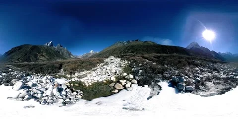 4K VR of Dingboche and Pheriche village in Nepal, basic point of everest base Stock Footage 207851714