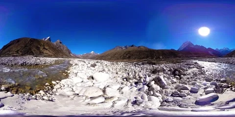 4K VR of Dingboche and Pheriche village in Nepal, basic point of everest base Video stock 218381166