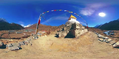 4K VR of Dingboche and Pheriche village in Nepal, basic point of everest base 스톡 동영상 237501977