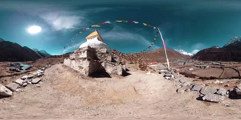 4K VR of Dingboche and Pheriche village in Nepal, basic point of everest base 스톡 동영상 240079395
