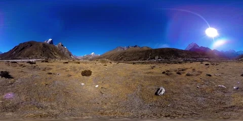 4K VR of Dingboche and Pheriche village in Nepal, basic point of everest base Stock Footage 242462236