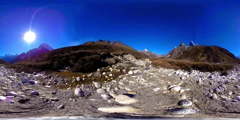 4K VR of Dingboche and Pheriche village in Nepal, basic point of everest base Video stock 244637089