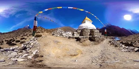 4K VR of Dingboche and Pheriche village in Nepal, basic point of everest base 動画素材 244637962