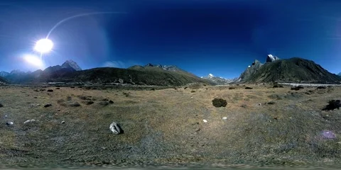 4K VR of Dingboche and Pheriche village in Nepal, basic point of everest base Video stock 246743100