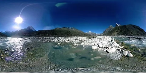 4K VR of Dingboche and Pheriche village in Nepal, basic point of everest base Stock Footage 253175699