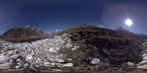 4K VR of Dingboche and Pheriche village in Nepal, basic point of everest base Video stock 253184415