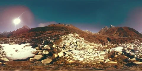 4K VR of Dingboche and Pheriche village in Nepal, basic point of everest base 스톡 동영상 258341488
