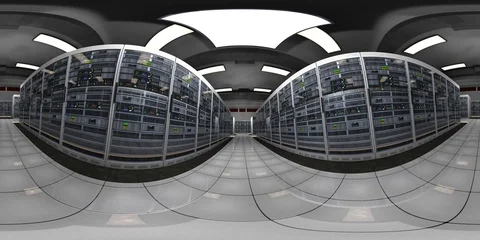4K VR360 Server Room Blackout then Electricity Comes Back Looping 3D Animatio Stock Footage 79592889