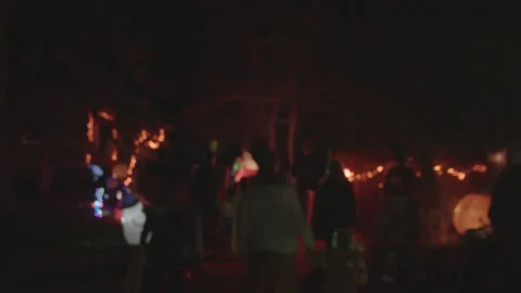 4K wacky inflatable ghost pumpkin halloween trick or treat Stock Footage 149718428