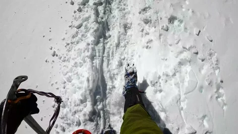 4K Walking along snow path in the mountains POV 4 Stock Footage 148022266