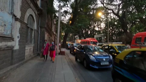 4K Walking Hyperlapse on a busy crowded street in traffic, CST, Mumbai, India Stock Footage 150792817