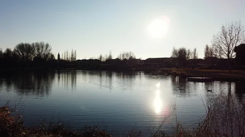 4k walking on lake side Stock Footage 102397022