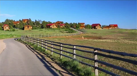 4K Walking up to a series of cabins Video stock 45672971