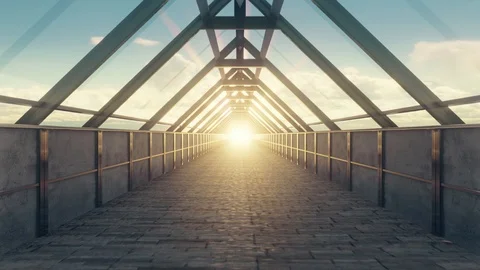4K Walkway With Sun / Seamless Loop Stock Footage 118834198