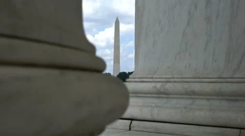 4k Washington Monument between Columns Stock Footage 68192600
