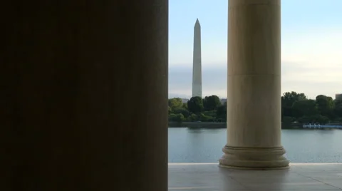 4k Washington Monument Framed through Columns Video stock 68191545