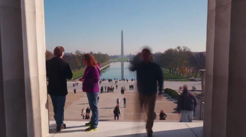 4K, Washington Monument Timelapse from inside the Lincoln Memorial Stock Footage 58647853