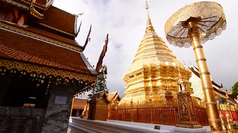 4K ,Wat Doi Suthep, Buddhist temple in Chiang Mai Thailand. Stock Footage 52004041