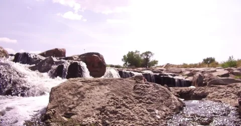 4K Water Falls Down Rocks Video stock 79897151