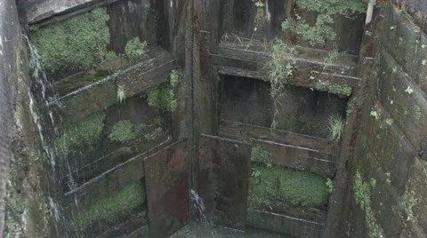 4K Water Lock leaking water Stock Footage 46744560