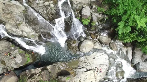 4K Waterfall and Pool Verical View Rainforest Stock Footage 63618177